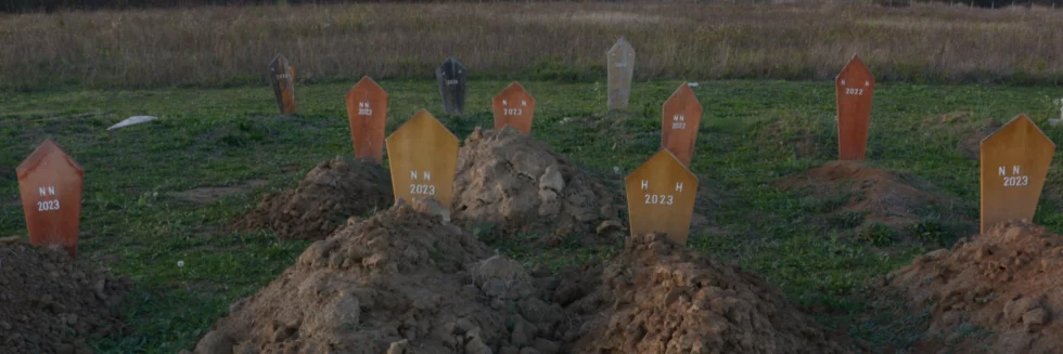 'No name' graves in Bijeljina cemetery, Bosnia